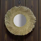 Slickblue Specchio da Parete Rotondo in Erba Marina 36 Cornice Intrecciata Naturale 15 Specchio Centrale per Arredamento Costiero