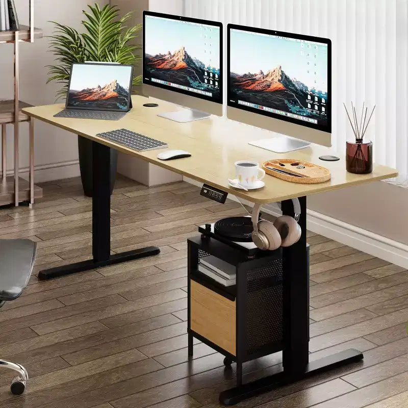 Scrivania regolabile in altezza Celebalcony da 180 cm con memoria preimpostata, piano del tavolo a giunzione, struttura nera