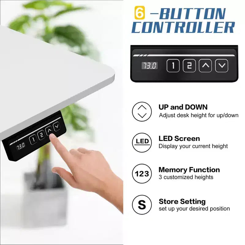 Scrivania da ufficio regolabile in altezza Celebalcony 71'', scrivanie per computer con memoria preimpostata, piano del tavolo giuntato, telaio bianco