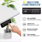 Scrivania da ufficio regolabile in altezza Celebalcony 71'', scrivanie per computer con memoria preimpostata, piano del tavolo giuntato, telaio bianco