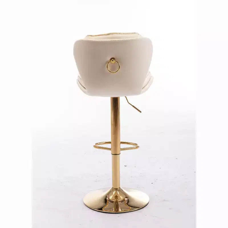 Okak Chic Tabourets de Bar en Velours Hauteur de Comptoir, Lot de 2, Tabourets de Bar Pivotants avec Réglage Mécanique de la Hauteur, Dossier Capitonnée et Repose-Pieds Chromé