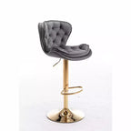 Okak Chic Tabourets de Bar en Velours Hauteur de Comptoir, Lot de 2, Tabourets de Bar Pivotants avec Réglage Mécanique de la Hauteur, Dossier Capitonnée et Repose-Pieds Chromé