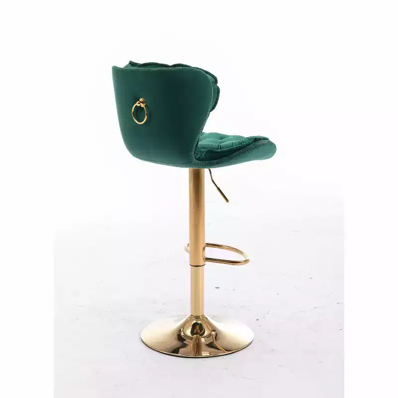 Okak Chic Tabourets de Bar en Velours Hauteur de Comptoir, Lot de 2, Tabourets de Bar Pivotants avec Réglage Mécanique de la Hauteur, Dossier Capitonnée et Repose-Pieds Chromé