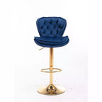 Okak Chic Tabourets de Bar en Velours Hauteur de Comptoir, Lot de 2, Tabourets de Bar Pivotants avec Réglage Mécanique de la Hauteur, Dossier Capitonnée et Repose-Pieds Chromé