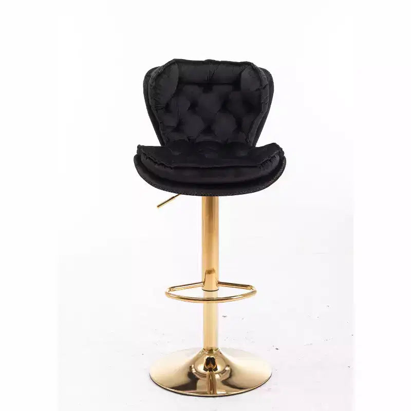 Okak Chic Tabourets de Bar en Velours Hauteur de Comptoir, Lot de 2, Tabourets de Bar Pivotants avec Réglage Mécanique de la Hauteur, Dossier Capitonnée et Repose-Pieds Chromé