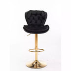 Okak Chic Tabourets de Bar en Velours Hauteur de Comptoir, Lot de 2, Tabourets de Bar Pivotants avec Réglage Mécanique de la Hauteur, Dossier Capitonnée et Repose-Pieds Chromé