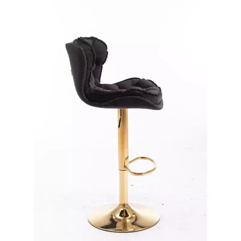 Okak Chic Tabourets de Bar en Velours Hauteur de Comptoir, Lot de 2, Tabourets de Bar Pivotants avec Réglage Mécanique de la Hauteur, Dossier Capitonnée et Repose-Pieds Chromé