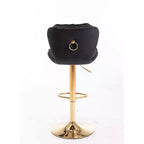Okak Chic Tabourets de Bar en Velours Hauteur de Comptoir, Lot de 2, Tabourets de Bar Pivotants avec Réglage Mécanique de la Hauteur, Dossier Capitonnée et Repose-Pieds Chromé