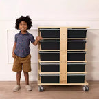 Torre Portaoggetti Mobile a 20 Scomparti ECR4Kids e 20 Contenitori, 5x4, Mobili per Bambini