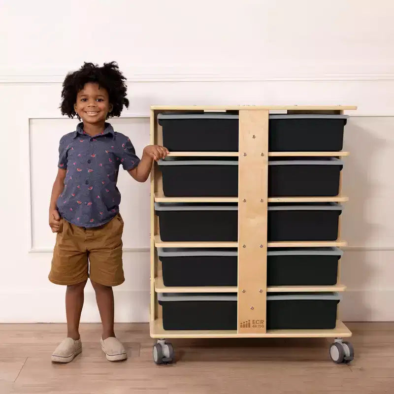 Torre Portaoggetti Mobile a 20 Scomparti ECR4Kids e 20 Contenitori, 5x4, Mobili per Bambini