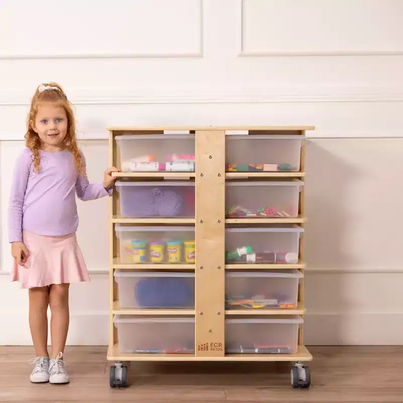 Torre Portaoggetti Mobile a 20 Scomparti ECR4Kids e 20 Contenitori, 5x4, Mobili per Bambini