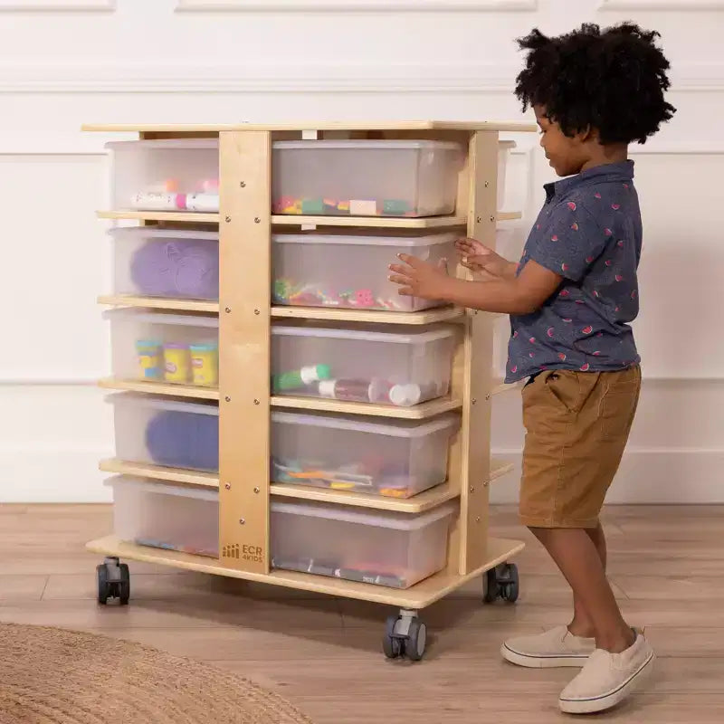 Torre Portaoggetti Mobile a 20 Scomparti ECR4Kids e 20 Contenitori, 5x4, Mobili per Bambini