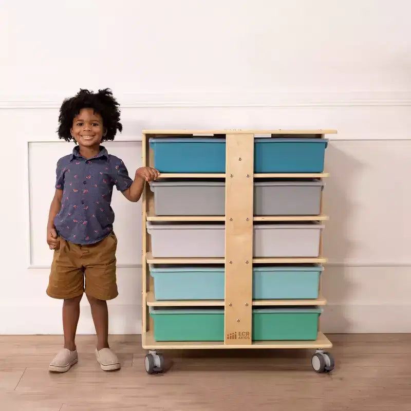 Torre Portaoggetti Mobile a 20 Scomparti ECR4Kids e 20 Contenitori, 5x4, Mobili per Bambini