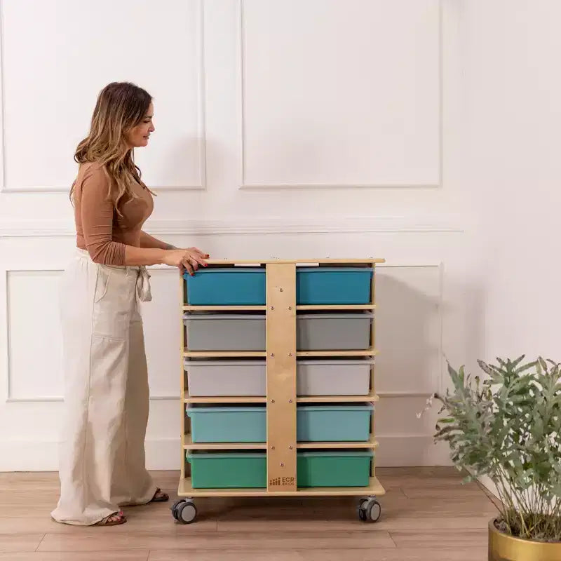 Torre Portaoggetti Mobile a 20 Scomparti ECR4Kids e 20 Contenitori, 5x4, Mobili per Bambini