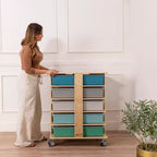 Torre Portaoggetti Mobile a 20 Scomparti ECR4Kids e 20 Contenitori, 5x4, Mobili per Bambini