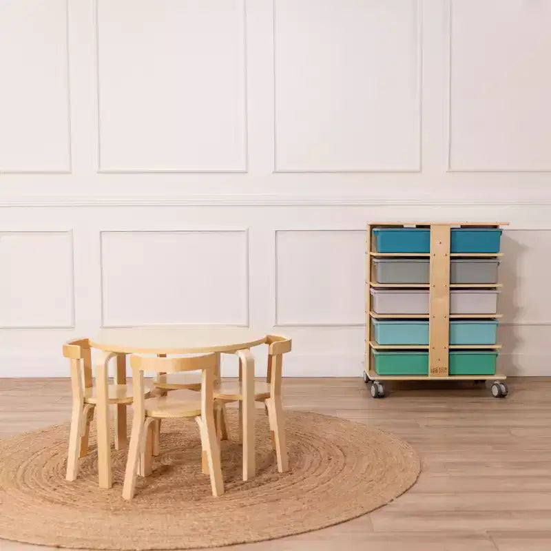 Torre Portaoggetti Mobile a 20 Scomparti ECR4Kids e 20 Contenitori, 5x4, Mobili per Bambini