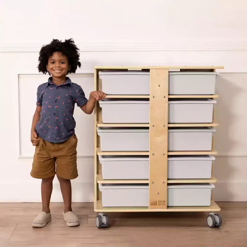 Torre Portaoggetti Mobile a 20 Scomparti ECR4Kids e 20 Contenitori, 5x4, Mobili per Bambini