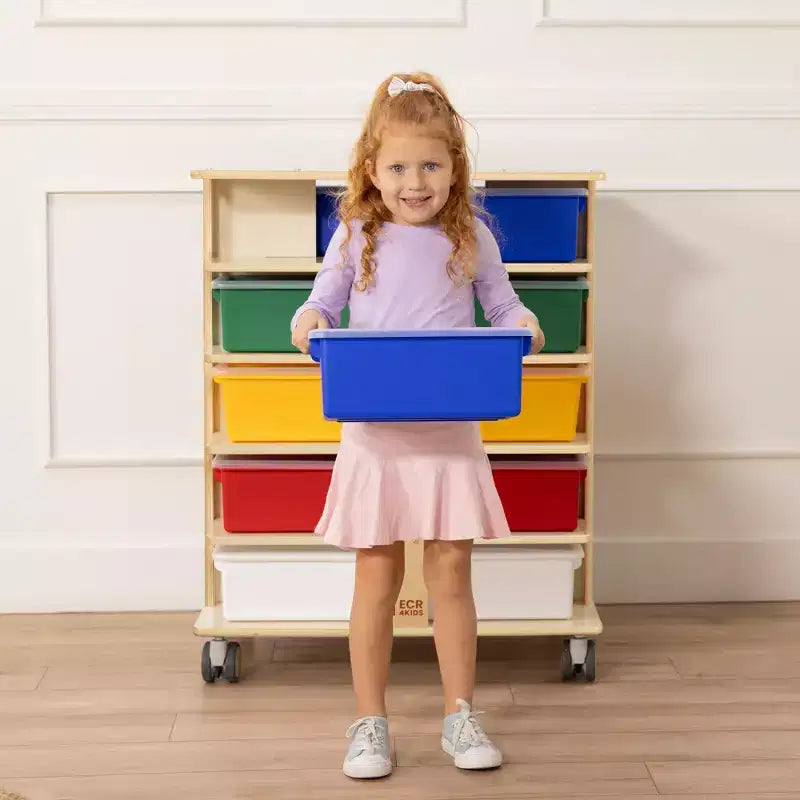 Torre Portaoggetti Mobile a 20 Scomparti ECR4Kids e 20 Contenitori, 5x4, Mobili per Bambini