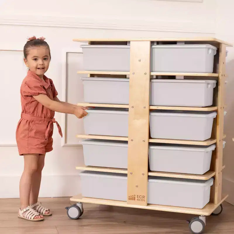Torre Portaoggetti Mobile a 20 Scomparti ECR4Kids e 20 Contenitori, 5x4, Mobili per Bambini