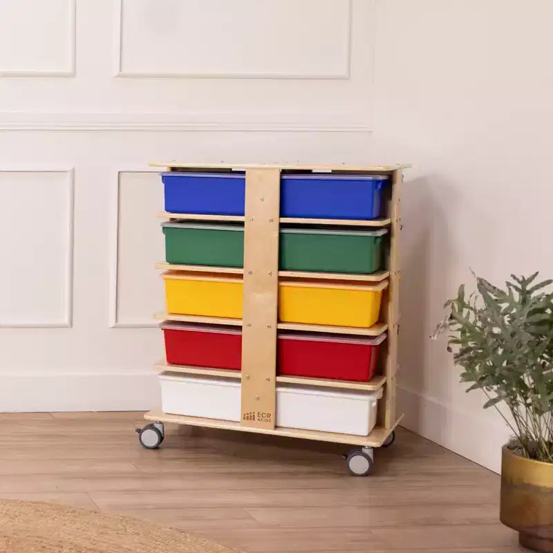 Torre Portaoggetti Mobile a 20 Scomparti ECR4Kids e 20 Contenitori, 5x4, Mobili per Bambini