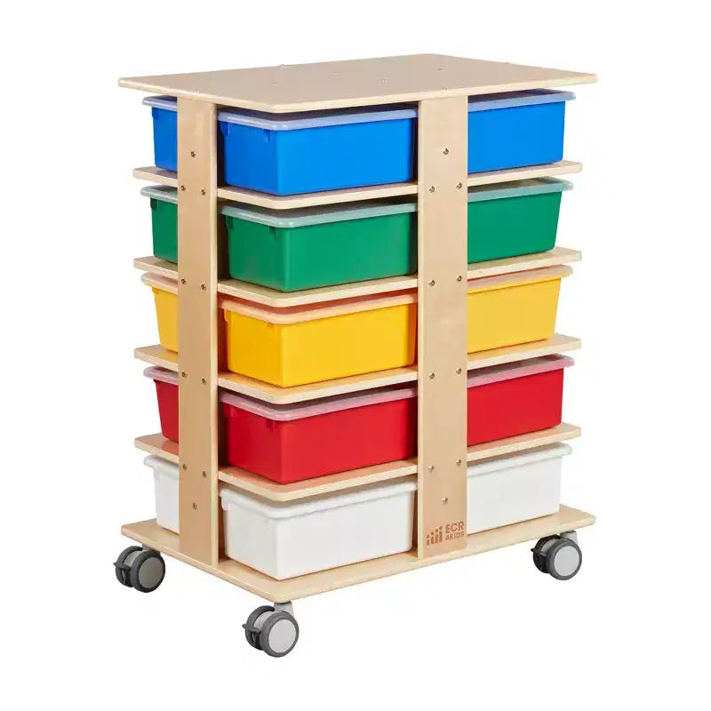 ECR4Kids 20-Compartment Mobile Storage Tower and 20 Cubby Bins, 5x4, Kids Furniture