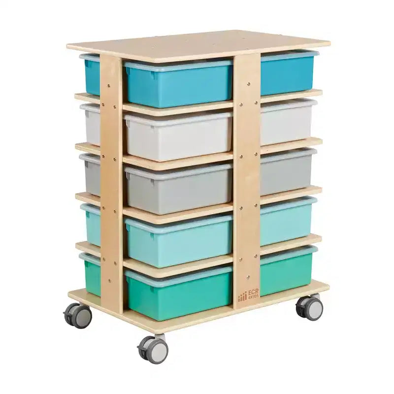 Torre Portaoggetti Mobile a 20 Scomparti ECR4Kids e 20 Contenitori, 5x4, Mobili per Bambini