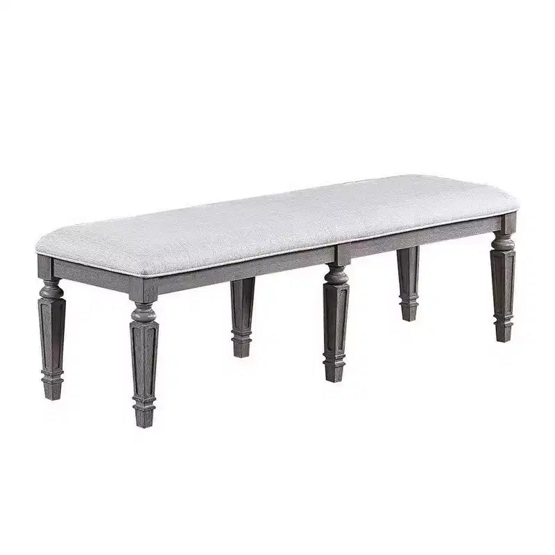 Panca da pranzo Royal Hampton con gambe tornite, 64 pollici, in legno grigio e tessuto