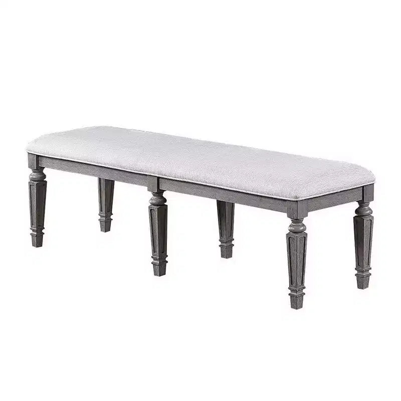 Panca da pranzo Royal Hampton con gambe tornite, 64 pollici, in legno grigio e tessuto