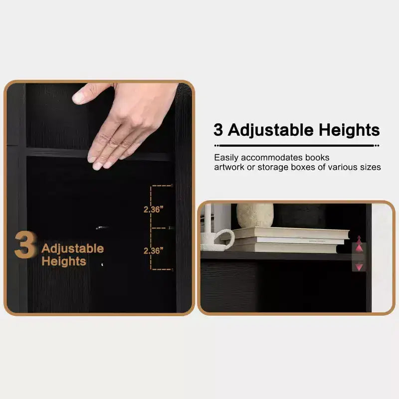 Bibliothèque haute de 180 cm avec porte, 3 tiroirs et étagères ouvertes, armoire de rangement en bois à 6 niveaux pour bureau, salon, chambre à coucher