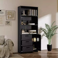 71 Tall Bookshelf with Door, 3 Drawers & Open Shelves,6-Tier Wooden Storage Cabinet for Home Office, Living Room, Bedroom