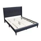Lit Queen Size Royal Hampton avec Tête de lit capitonnée, Rembourrage en toile de jute couleur anthracite, Bois