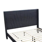 Lit Queen Size Royal Hampton avec Tête de lit capitonnée, Rembourrage en toile de jute couleur anthracite, Bois