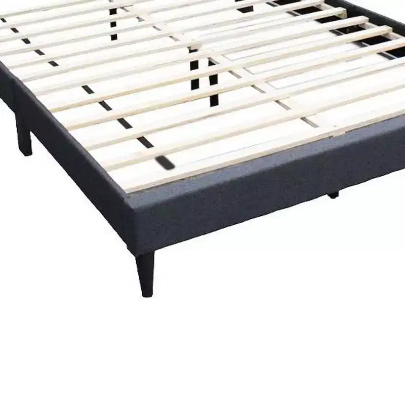 Lit Queen Size Royal Hampton avec Tête de lit capitonnée, Rembourrage en toile de jute couleur anthracite, Bois