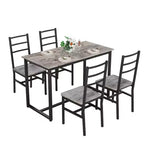 Ensemble de salle à manger 5 pièces Okak de style industriel avec table et chaises à dossier pour salle à manger, restaurant, ensemble dinette en métal et bois pour dîner en famille