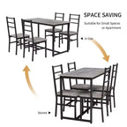 Ensemble de salle à manger 5 pièces Okak de style industriel avec table et chaises à dossier pour salle à manger, restaurant, ensemble dinette en métal et bois pour dîner en famille