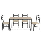 Ensemble de salle à manger 5 pièces Okak de style industriel avec table et chaises à dossier pour salle à manger, restaurant, ensemble dinette en métal et bois pour dîner en famille