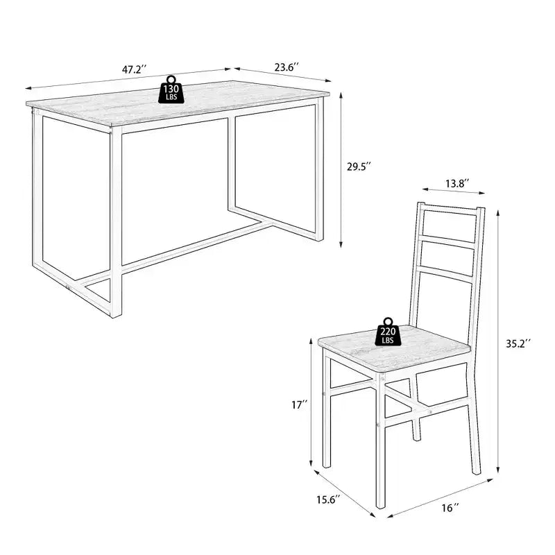 Ensemble de salle à manger 5 pièces Okak de style industriel avec table et chaises à dossier pour salle à manger, restaurant, ensemble dinette en métal et bois pour dîner en famille