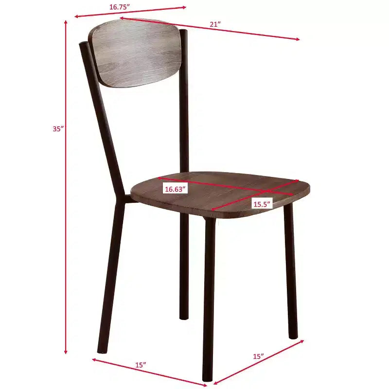 Ensemble de salle à manger 5 pièces Okak de style industriel avec table et chaises à dossier pour salle à manger, restaurant, ensemble dinette en métal et bois pour dîner en famille