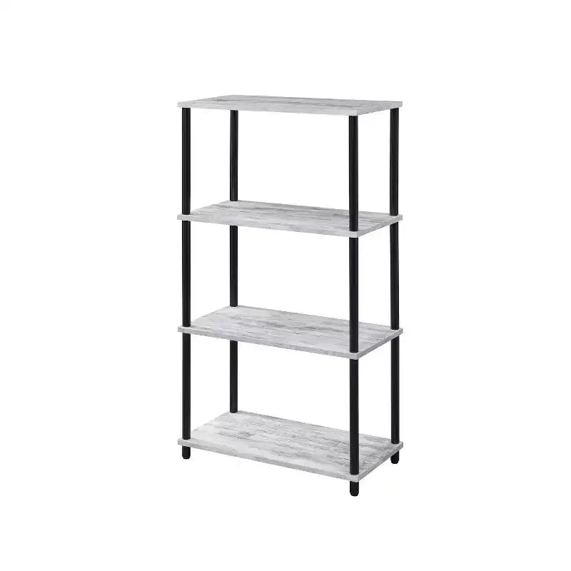 HomeStock 34 H. White Plastic Corner Shelves 3 with Tier Shelves