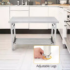 Table de travail 24 x 47 pouces pour préparation et travail, table de travail pliante commerciale robuste en acier inoxydable NSF avec étagère inférieure réglable pour cuisine
