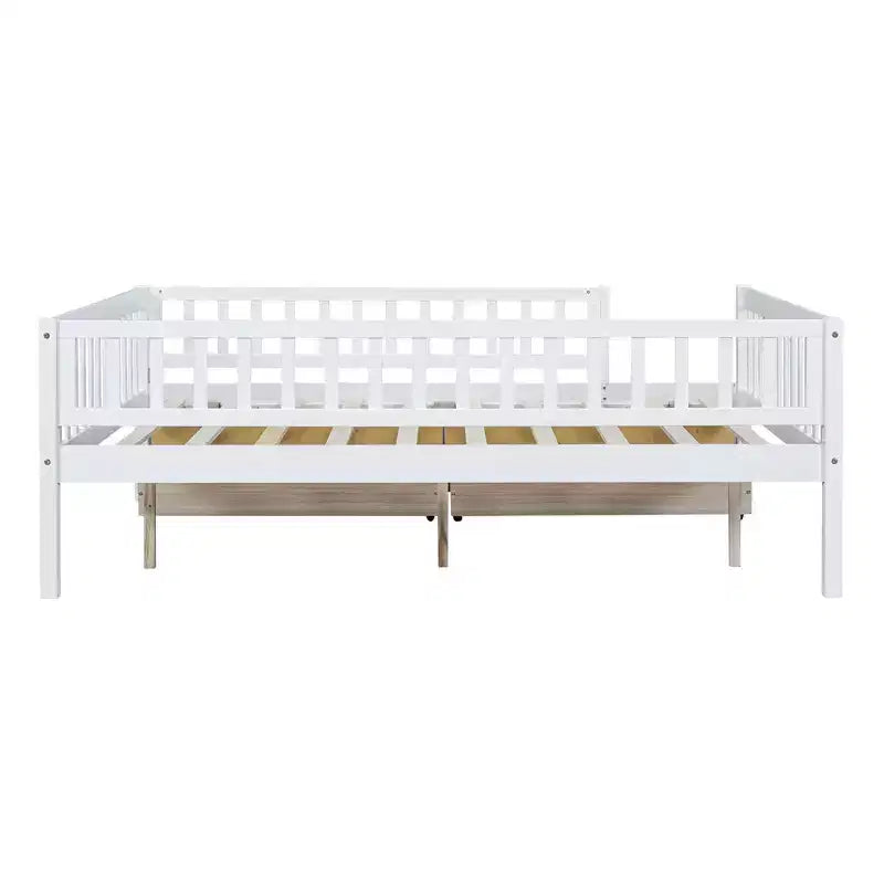Lit de repos double Luxystar en bois avec deux tiroirs pour chambre d'enfant et chambre d'amis