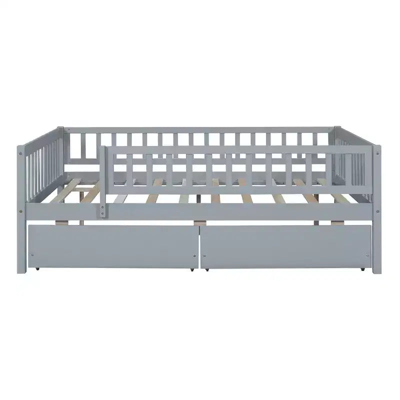 Lit de repos double Luxystar en bois avec deux tiroirs pour chambre d'enfant et chambre d'amis