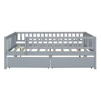 Lit de repos double Luxystar en bois avec deux tiroirs pour chambre d'enfant et chambre d'amis