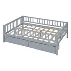 Lit de repos double Luxystar en bois avec deux tiroirs pour chambre d'enfant et chambre d'amis