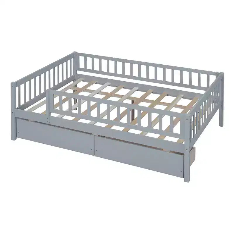 Lit de repos double Luxystar en bois avec deux tiroirs pour chambre d'enfant et chambre d'amis