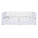 Lit de repos double Luxystar en bois avec deux tiroirs pour chambre d'enfant et chambre d'amis