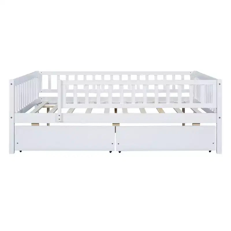 Lit de repos double Luxystar en bois avec deux tiroirs pour chambre d'enfant et chambre d'amis