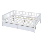 Lit de repos double Luxystar en bois avec deux tiroirs pour chambre d'enfant et chambre d'amis
