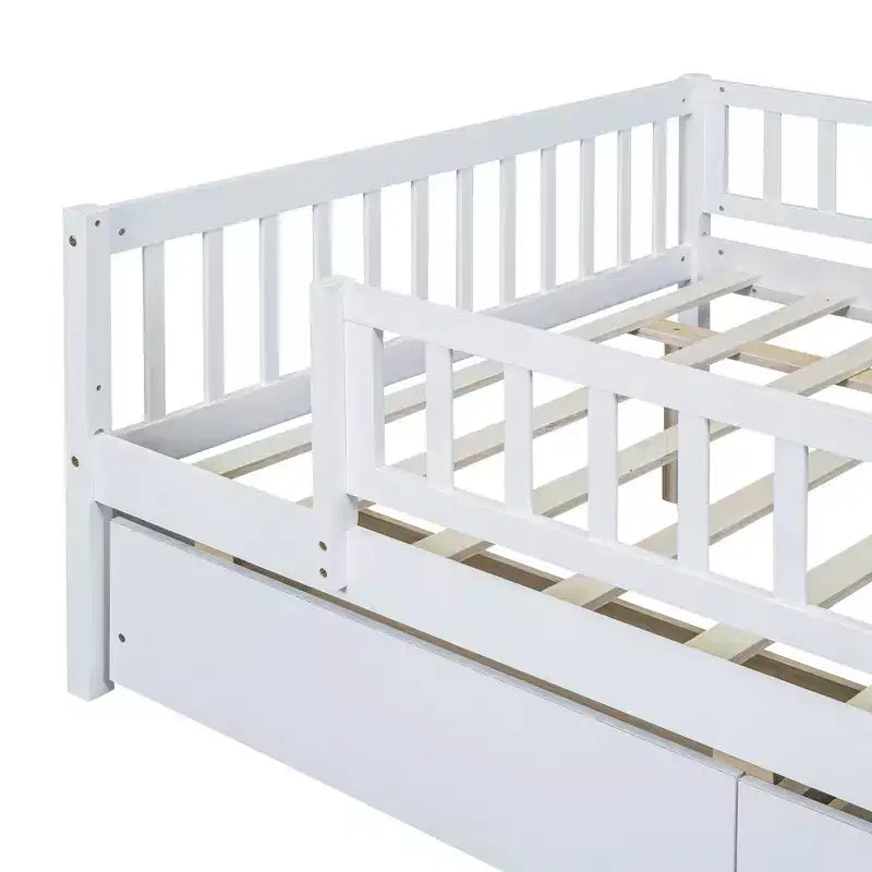 Lit de repos double Luxystar en bois avec deux tiroirs pour chambre d'enfant et chambre d'amis