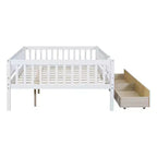Lit de repos double Luxystar en bois avec deux tiroirs pour chambre d'enfant et chambre d'amis